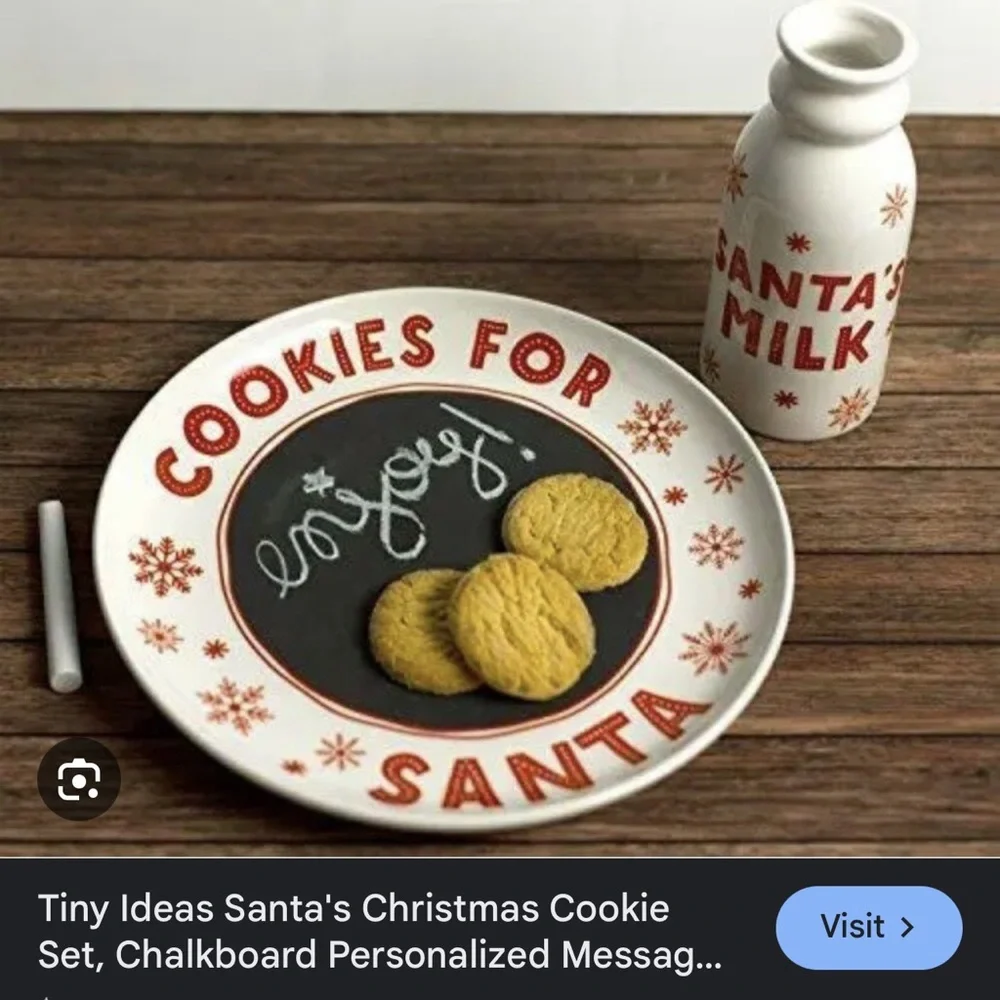 New in Box‎ Santa Milk and Cookies Set with Chalk